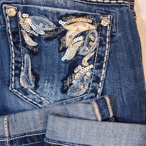 Miss Me Easy Capri Embellished Thick Stitched Jeans Size 27 Style JP5873EP - Picture 12 of 13